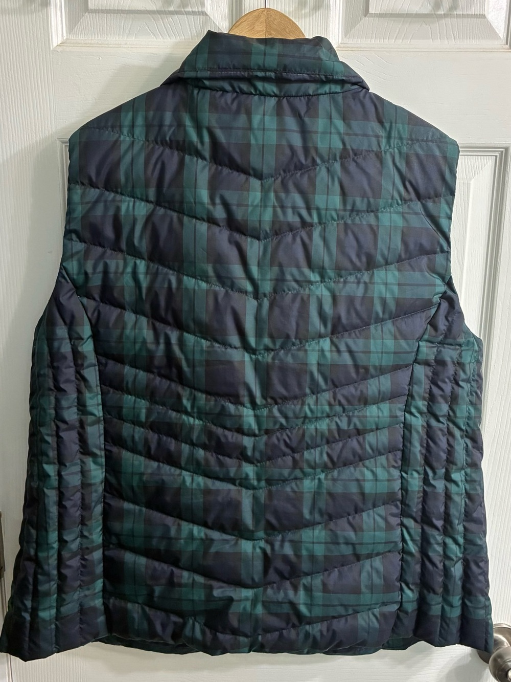 Talbots 2X Tartan Green Blue Plaid 80% Duck Down Filled Puffer Vest - Picture 5 of 8
